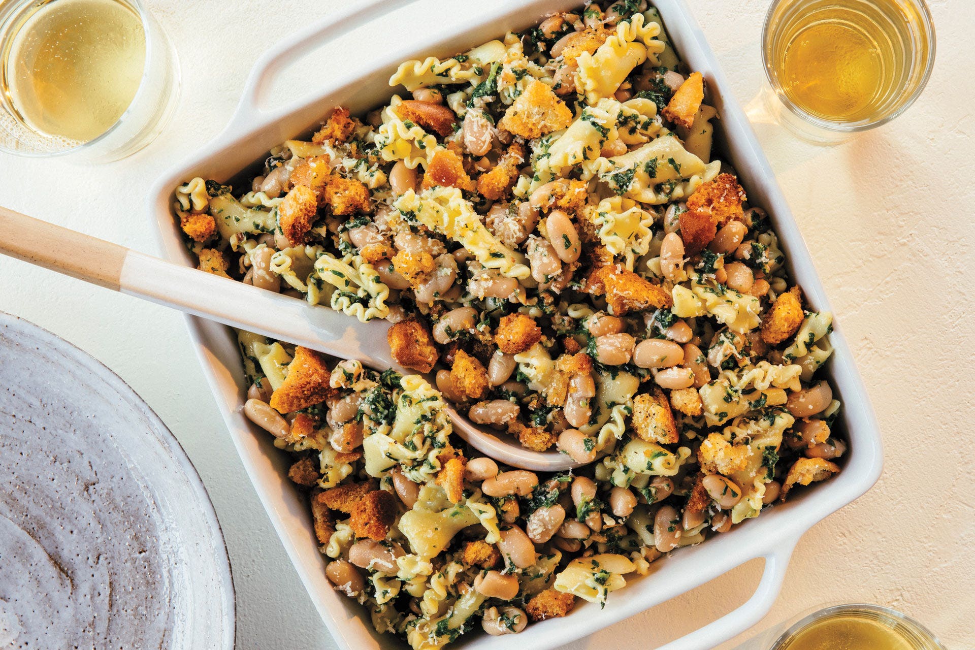 One-Pan White Bean and Pasta with Greens