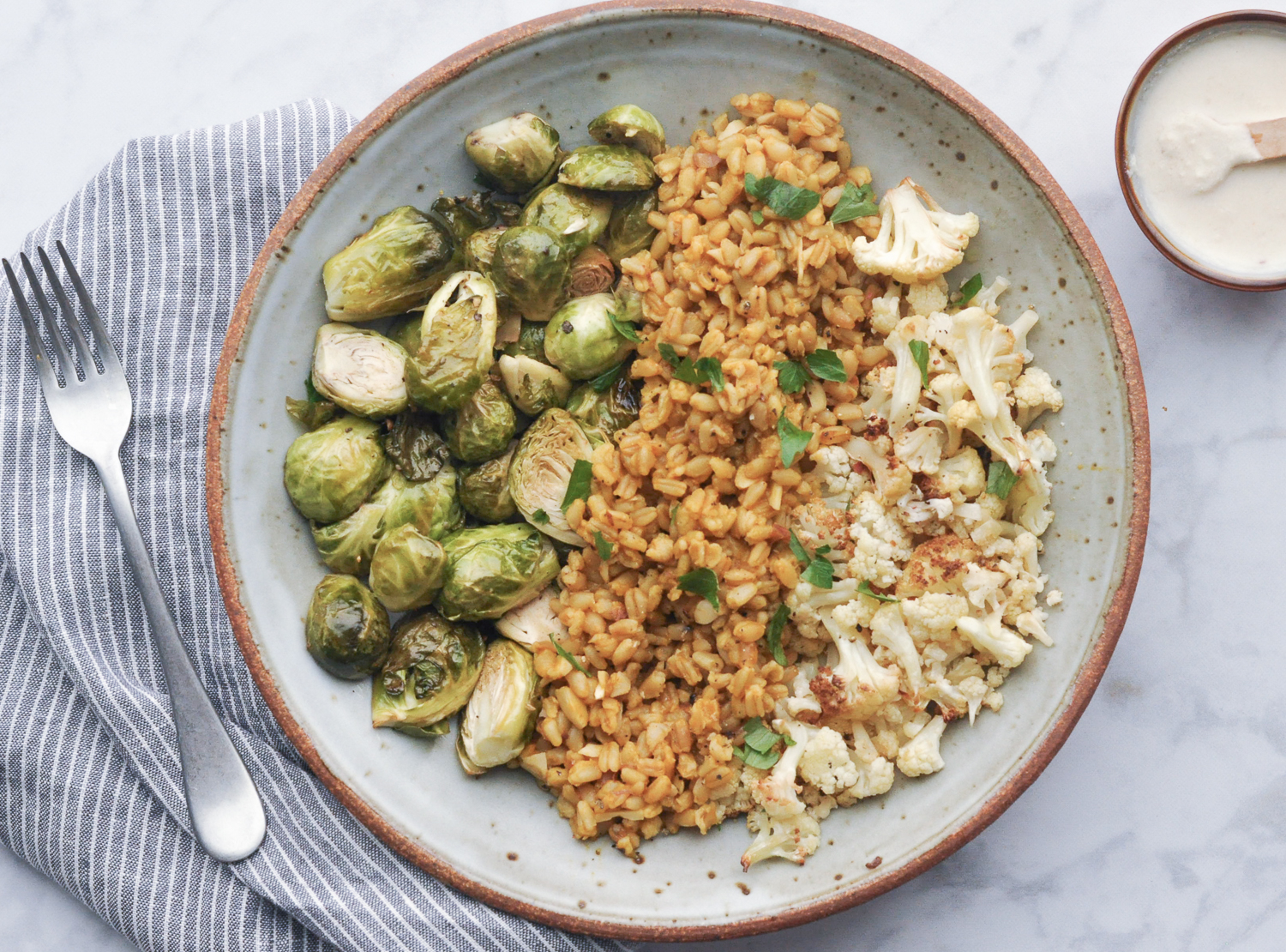 Damascus-Style Freekeh and Roasted Vegetable Bowl