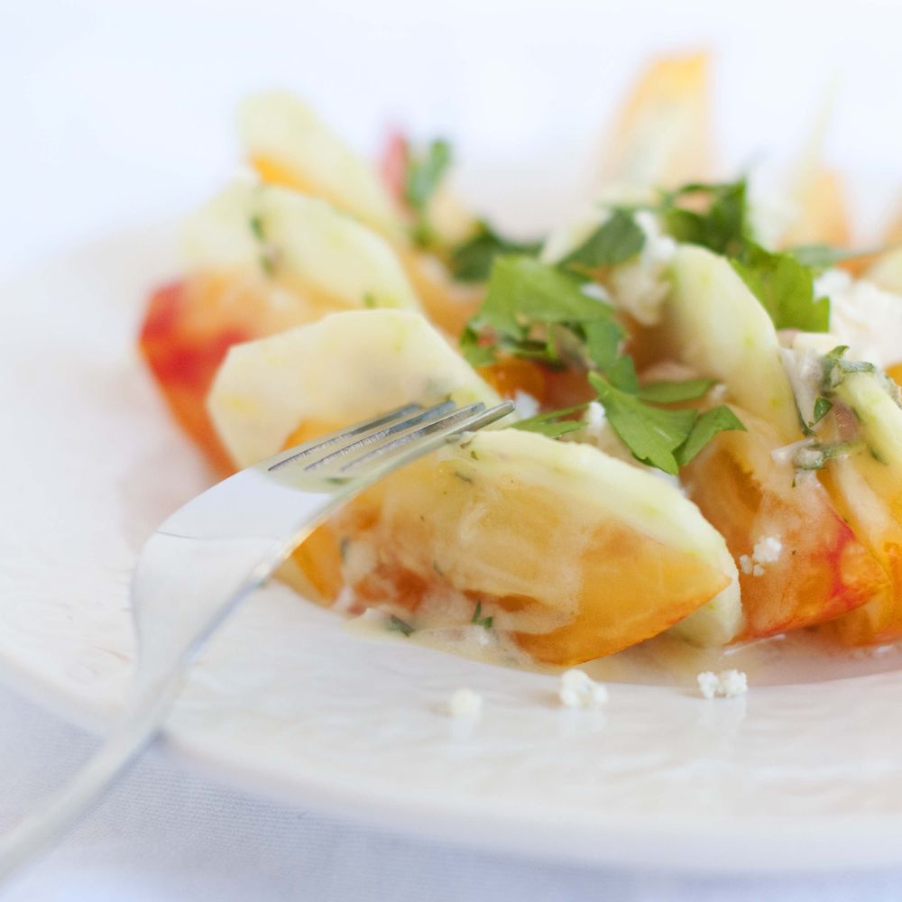 Citrus-Ginger Vinaigrette Salad with Heirloom Tomatoes and Cucumber