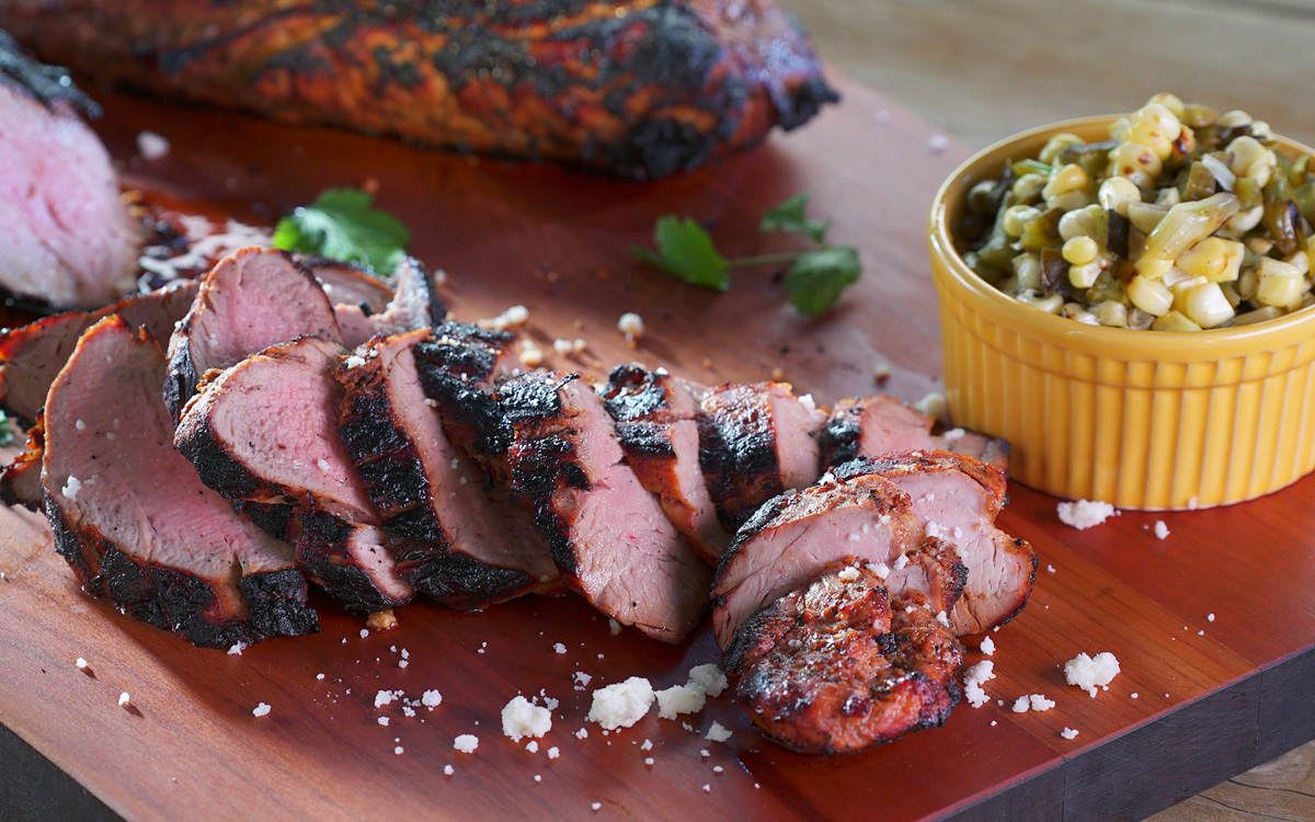 Miso-Chipotle Glazed Pork Tenderloin with Corn Salad