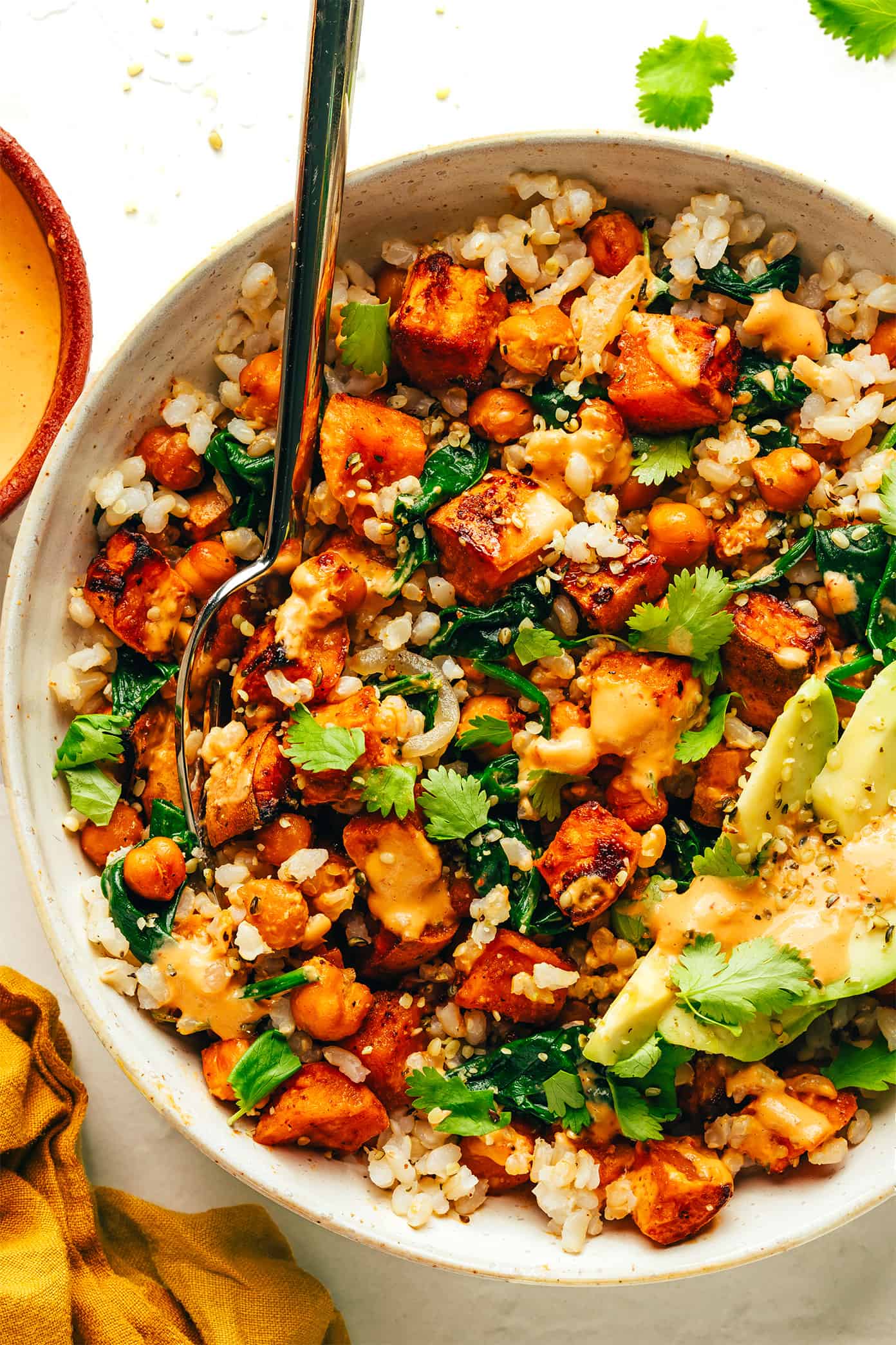 Harissa-Roasted Chickpea and Sweet Potato Bowl