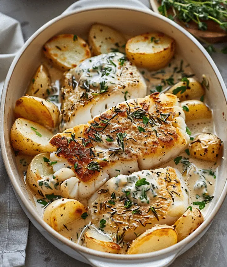 Lemon-Dill Cod with Roasted Asparagus and Potatoes