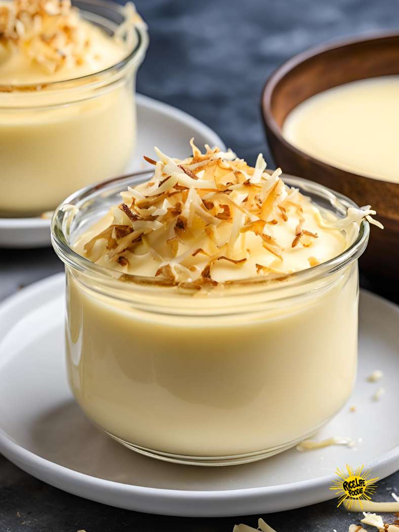 Baked Coconut Custard Cups with Toasted Coconut