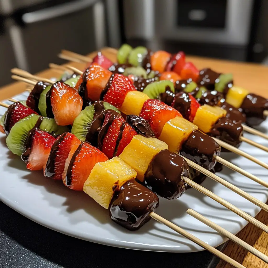 No-Bake Chocolate-Dipped Fruit Skewers