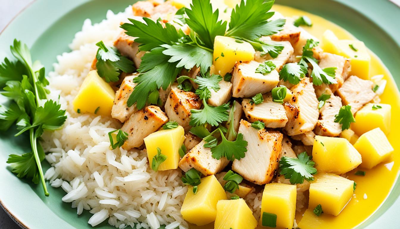Stir-Fried Chicken and Pineapple with Coconut Rice