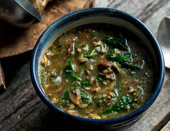 Mushroom and Kale Soup with Thyme