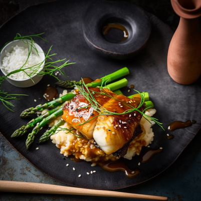 Miso-Glazed Cod with Sesame and Asparagus