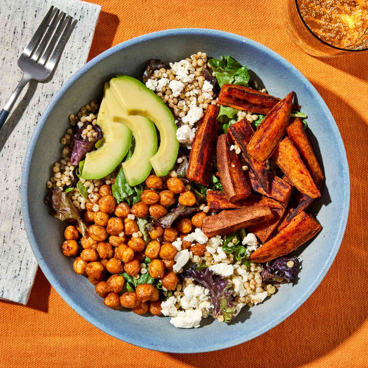 Herbed Freekeh Bowl with Roasted Sweet Potatoes