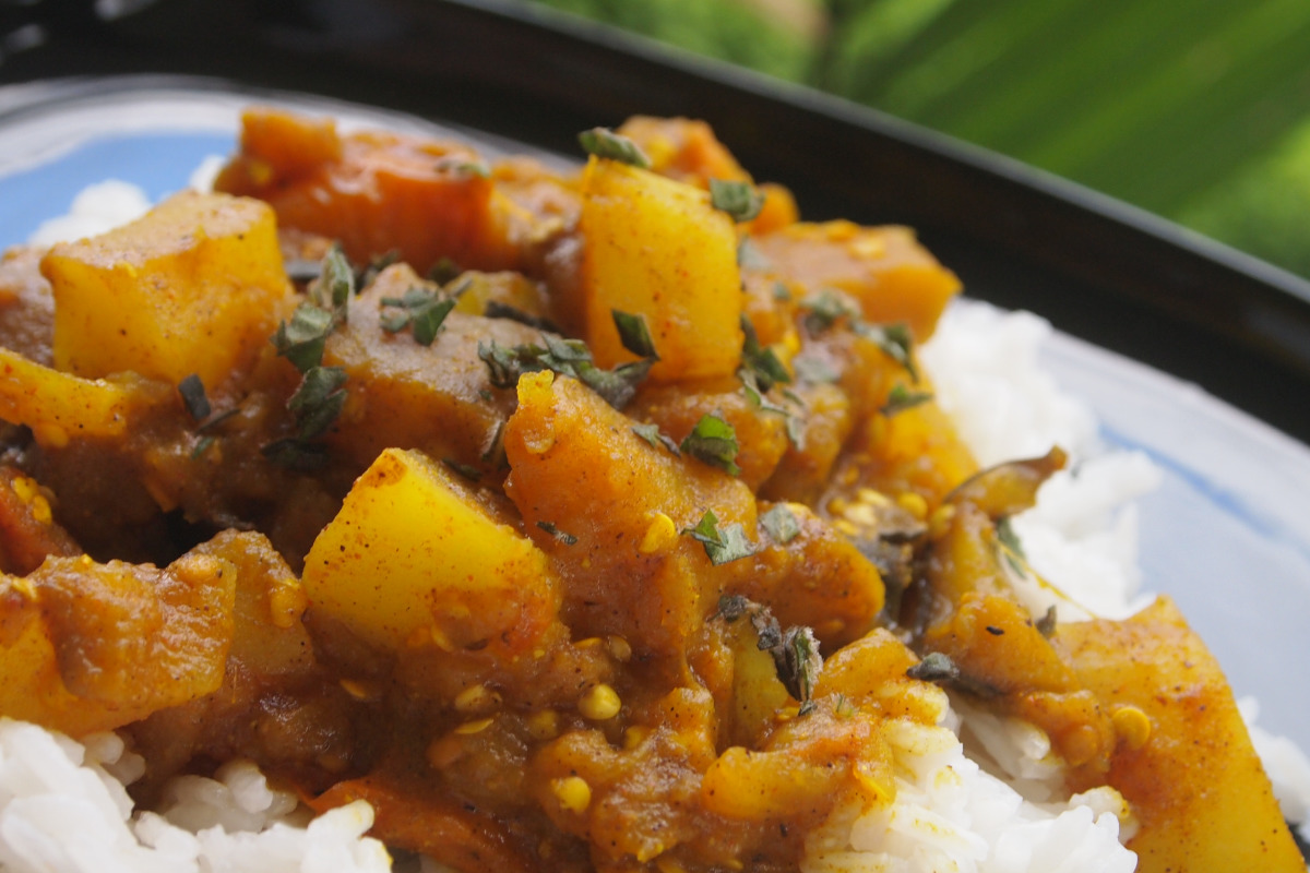 Eggplant and Potato Curry with Coconut Milk