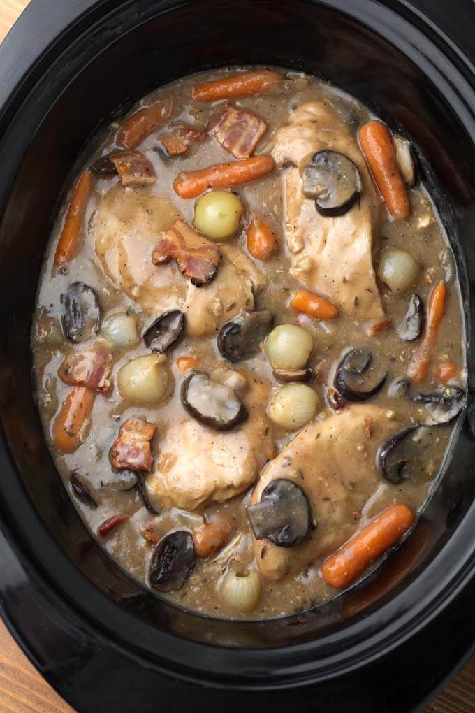 Slow-Cooked Coq au Vin with Root Vegetables