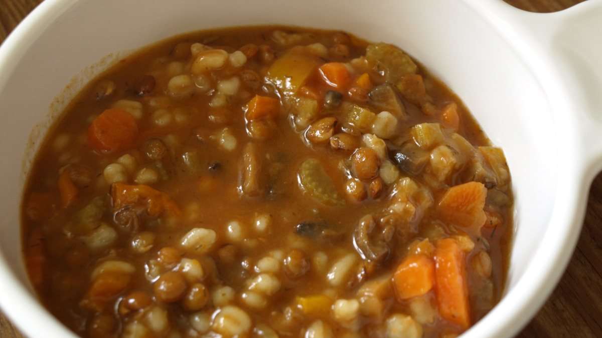Slow-Simmered Lentil and Root Vegetable Soup with Cumin