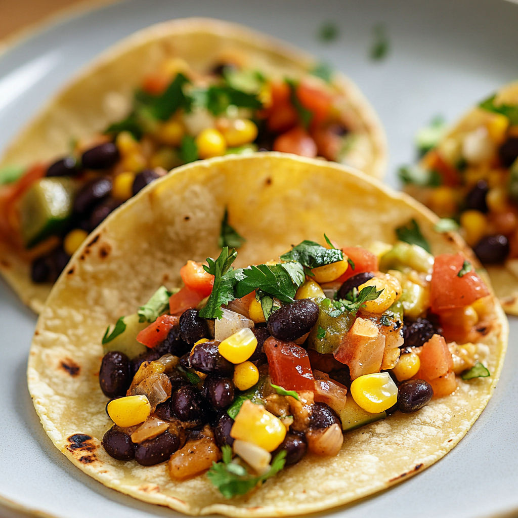 Paprika-Seasoned Black Bean Tacos with Corn Salsa