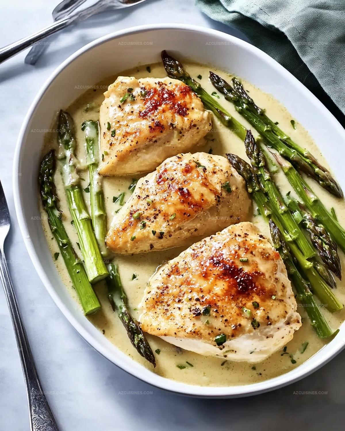 Herb-Crusted Chicken with Asparagus Bake