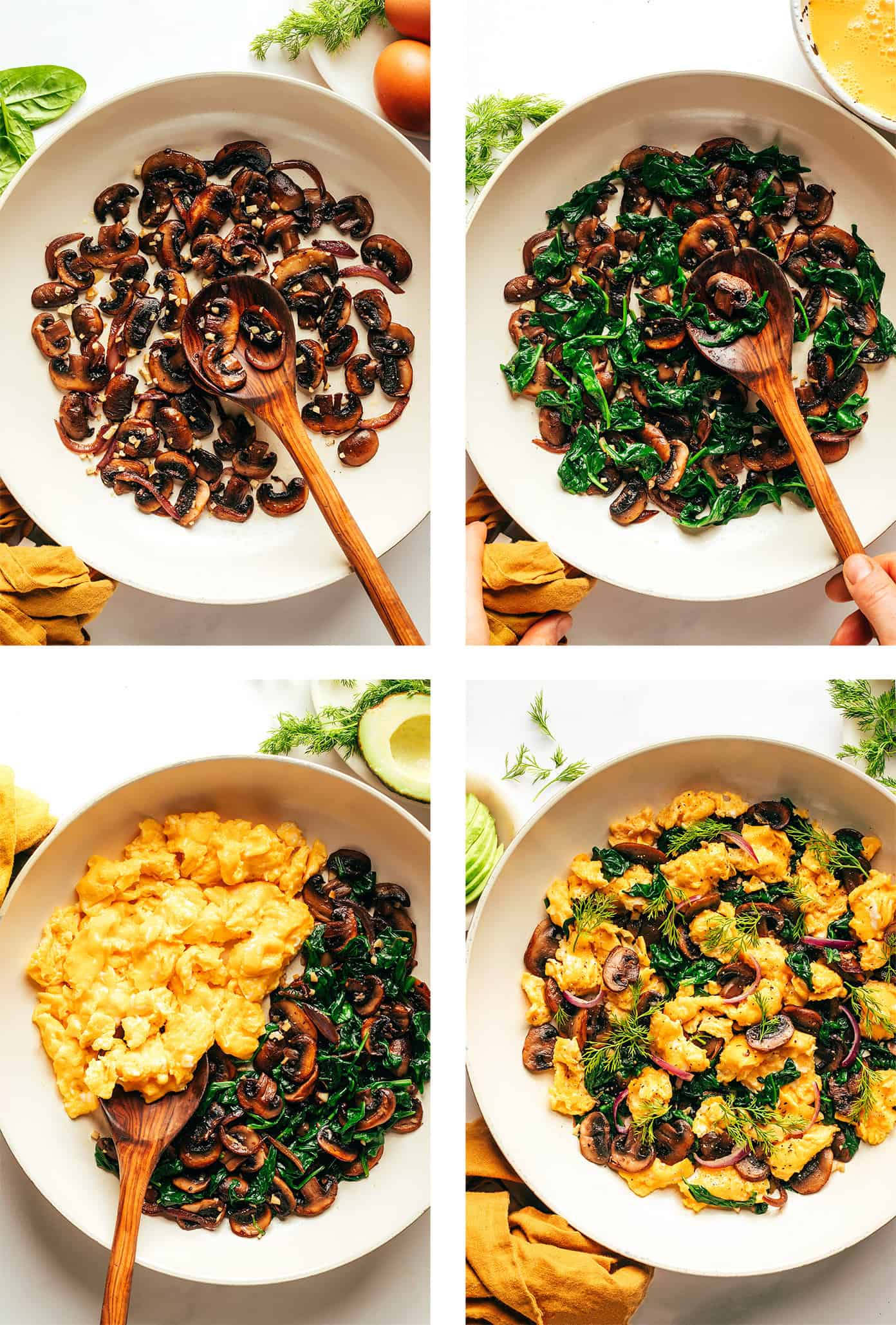 Sautéed Spinach and Mushroom Scramble with Turmeric