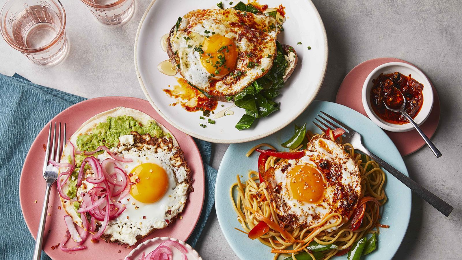 Pan-Fried Eggs with Smashed Avocado and Everything Seasoning