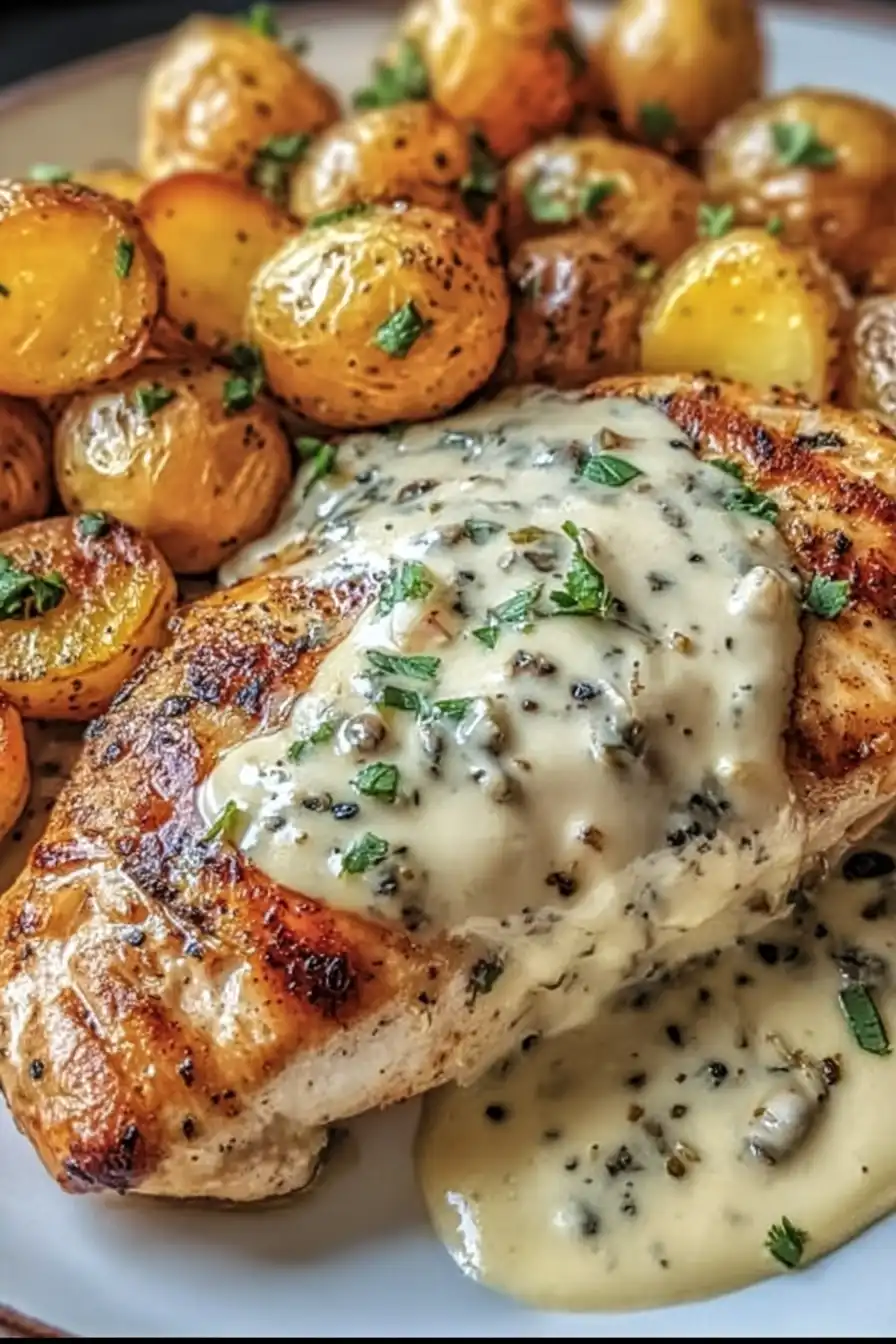 Dill-Sour Cream Chicken with Roasted Potatoes