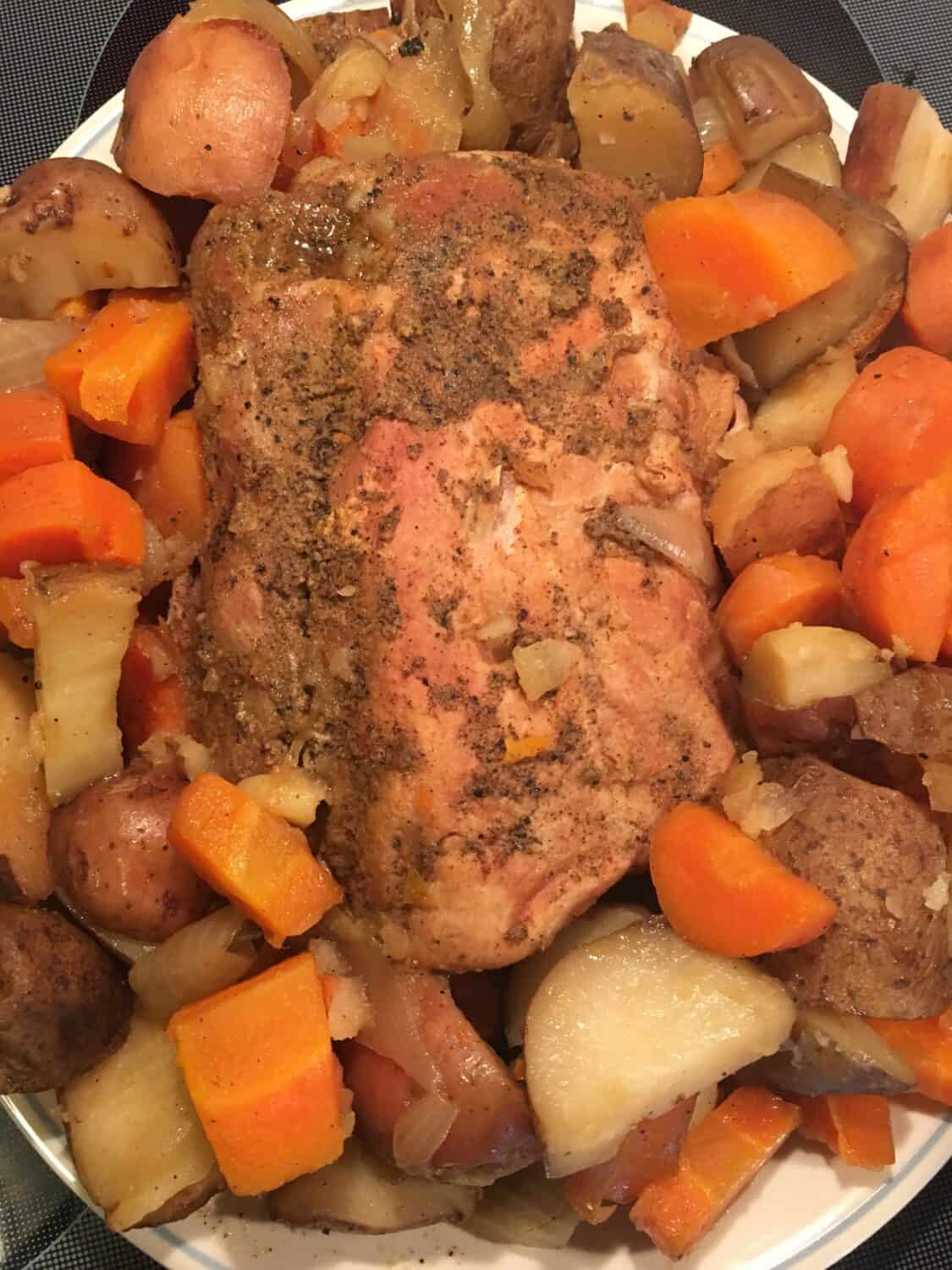 Herb-Infused Pork Shoulder with Root Vegetables