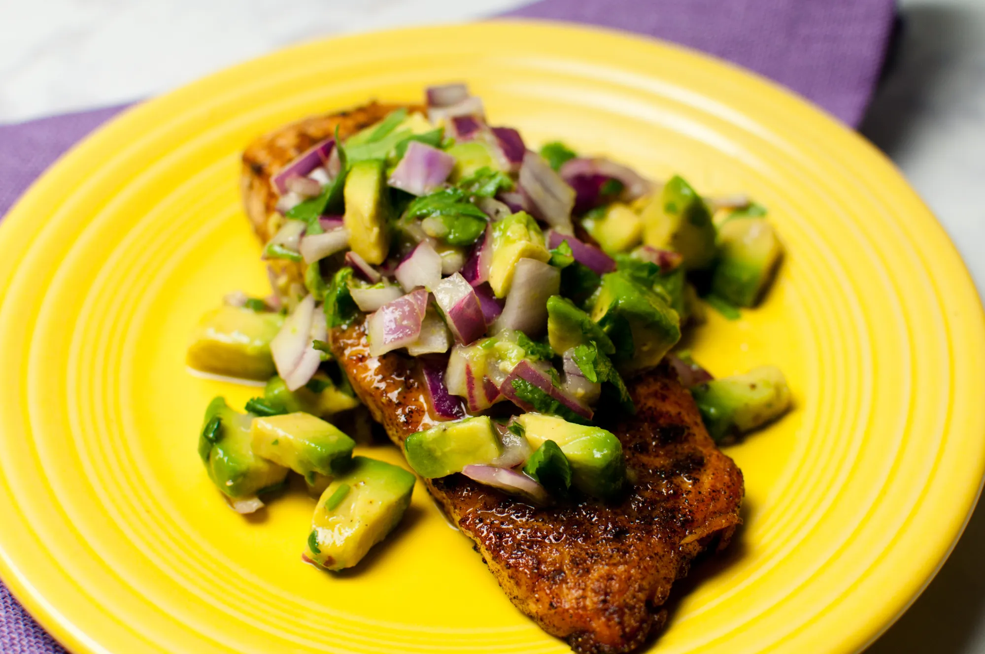 Pan-Seared Salmon with Cucumber-Avocado Salsa