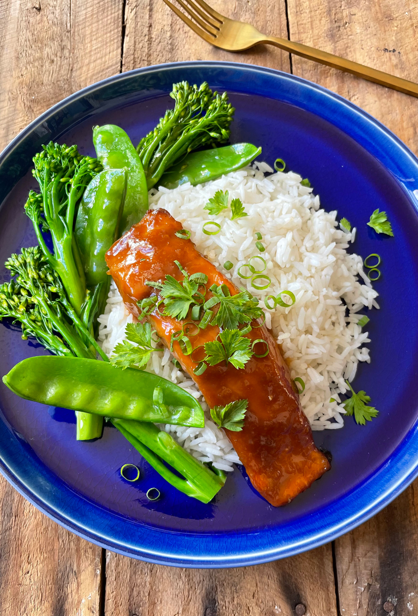 Sheet Pan Miso-Glazed Salmon with Snap Peas and Broccoli