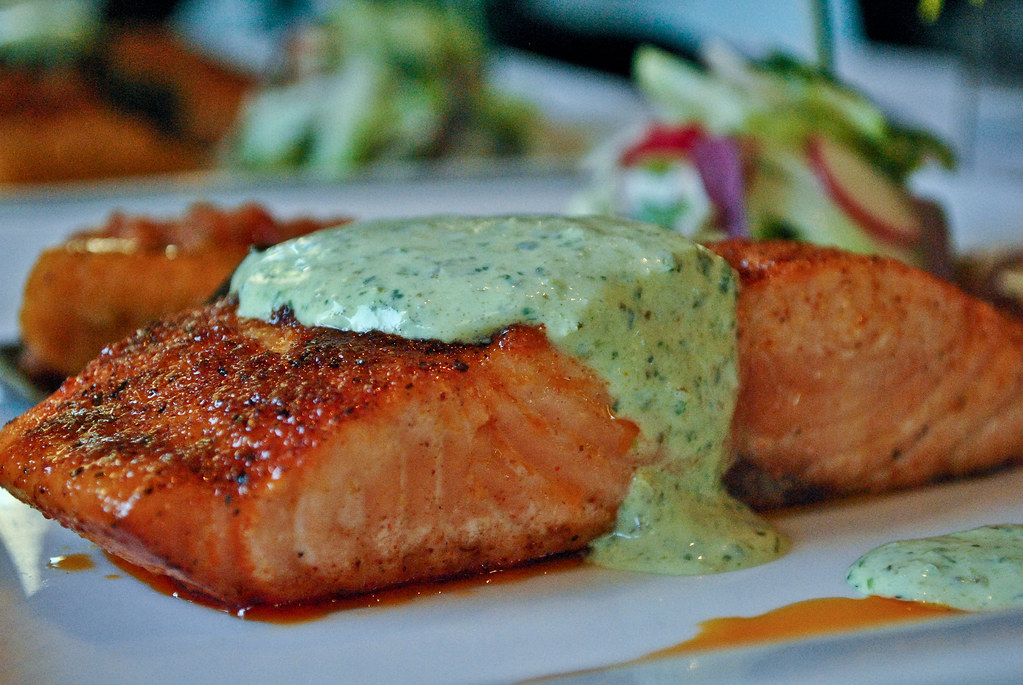 Herb-Crusted Salmon with Dill Sauce