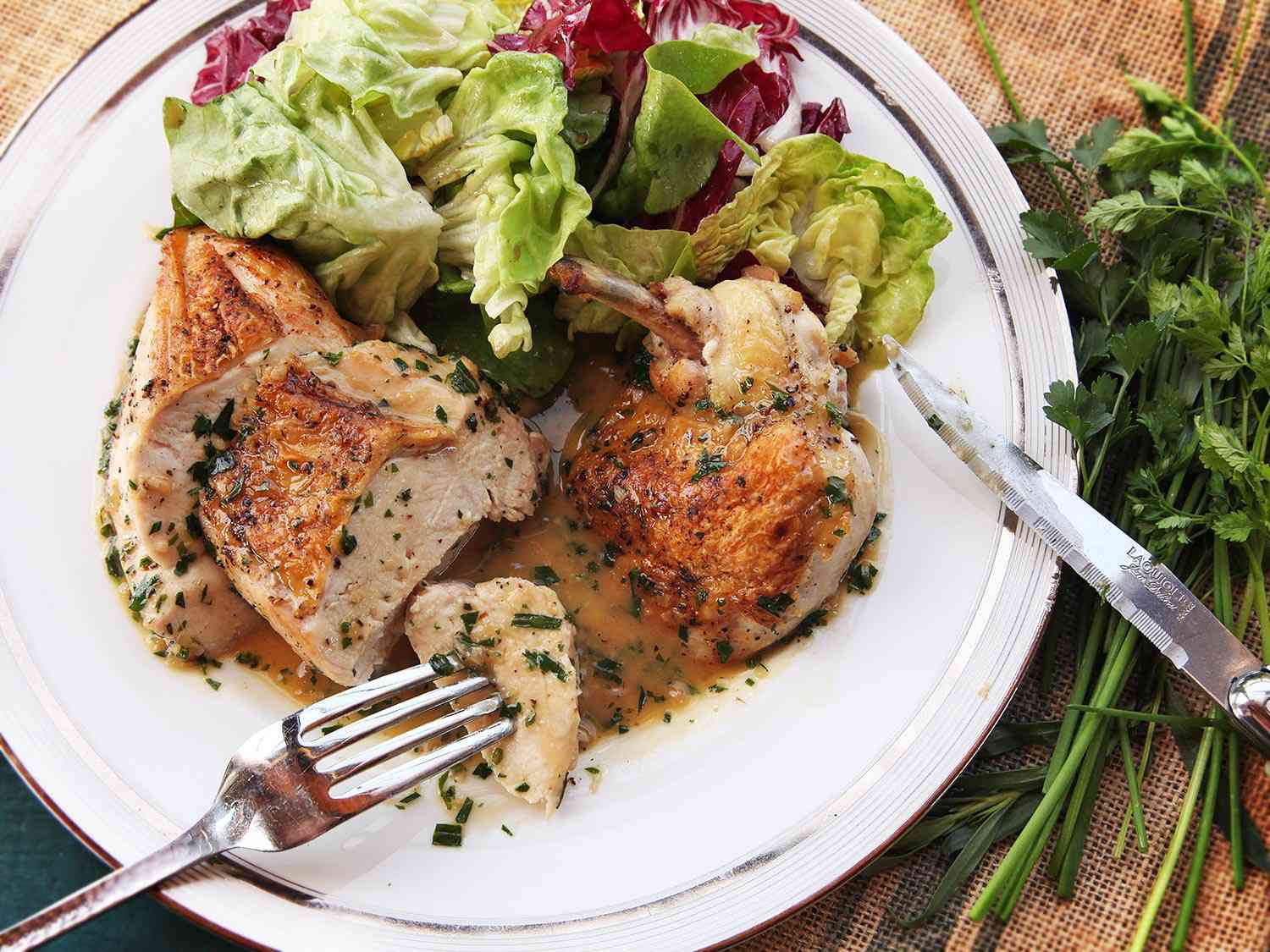 Pan-Seared Chicken with White Wine and Tarragon