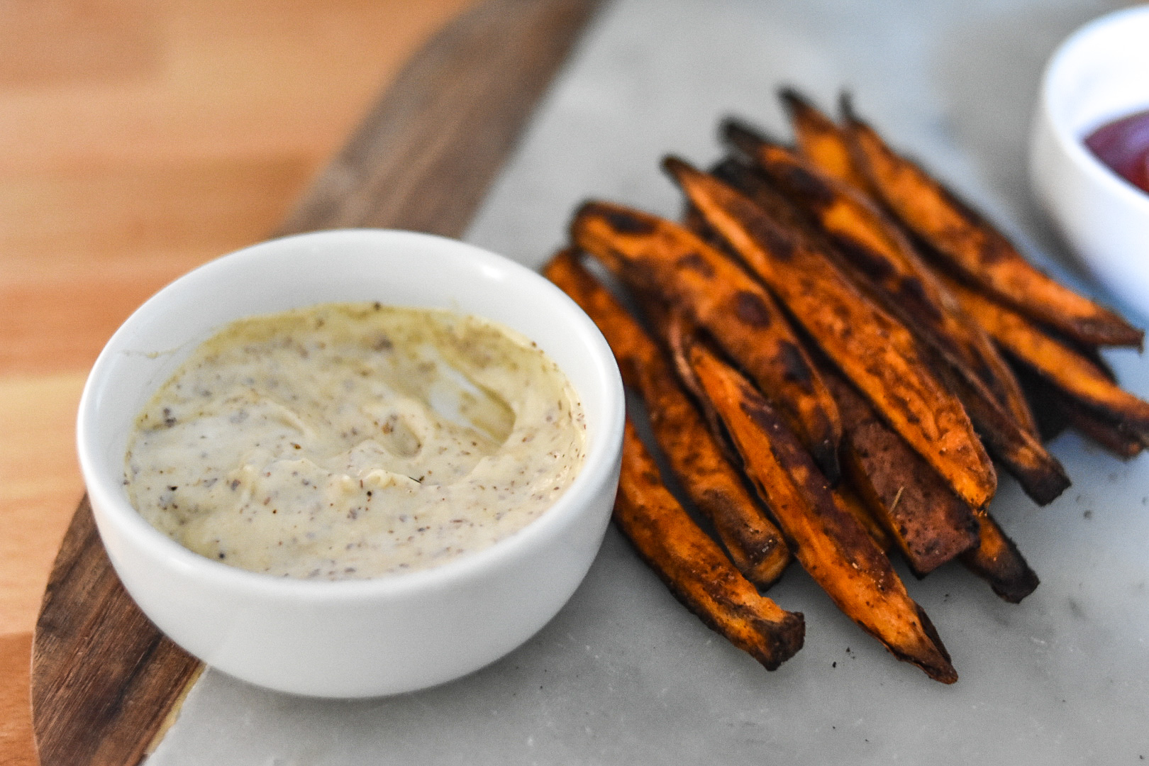 Dice-Cut Sweet Potato Fries with Spicy Aioli