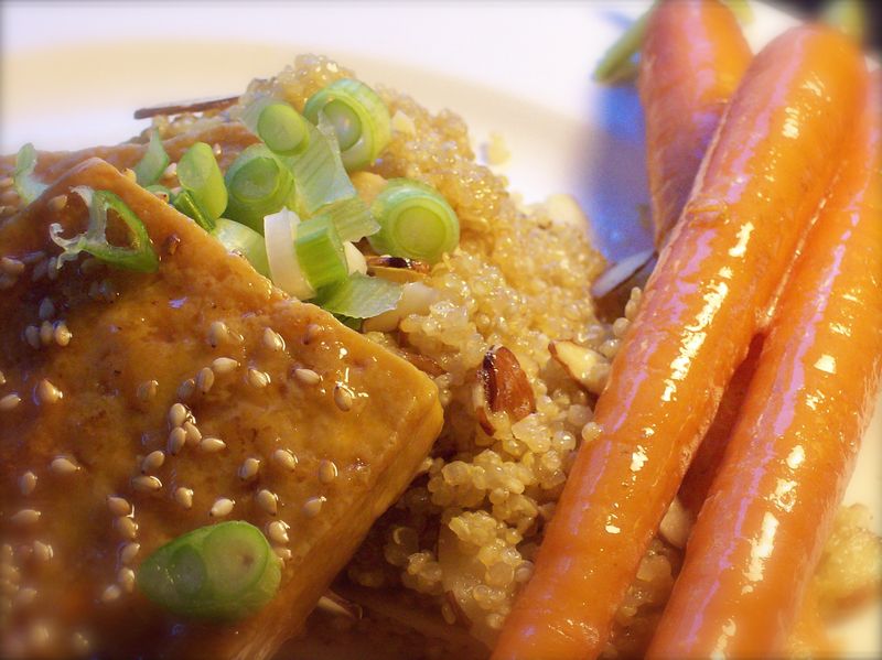 Maple-Glazed Tofu with Sesame and Green Onions