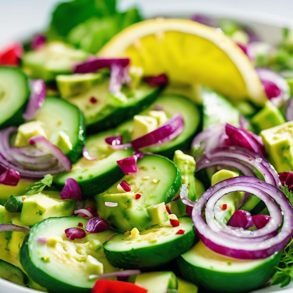 Cucumber-Avocado Salad with Lemon-Olive Oil Dressing