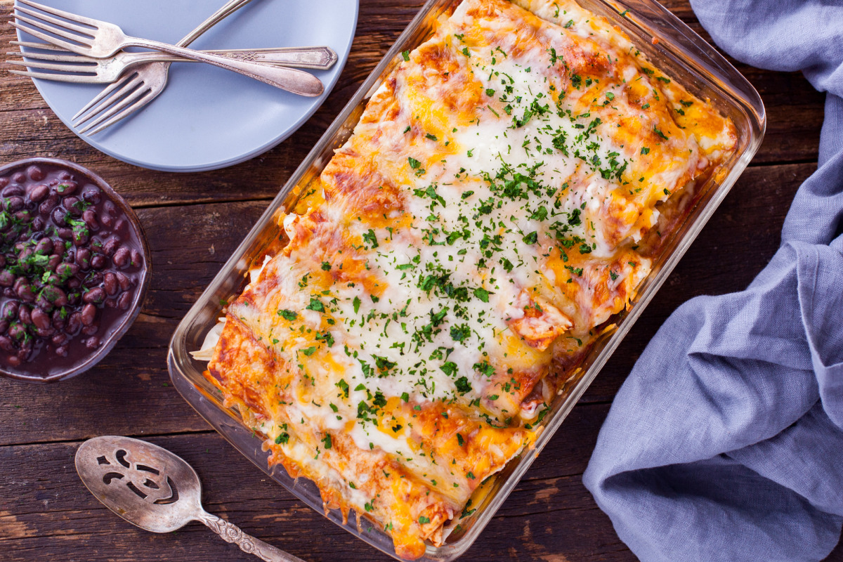 Spicy Pork Enchiladas with Roasted Tomatoes