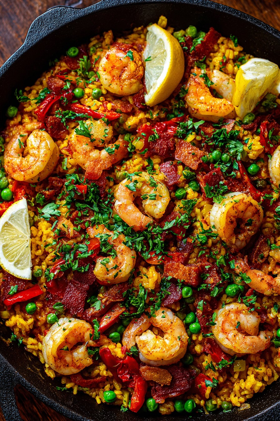 Spanish-Style Garlic Shrimp Paella