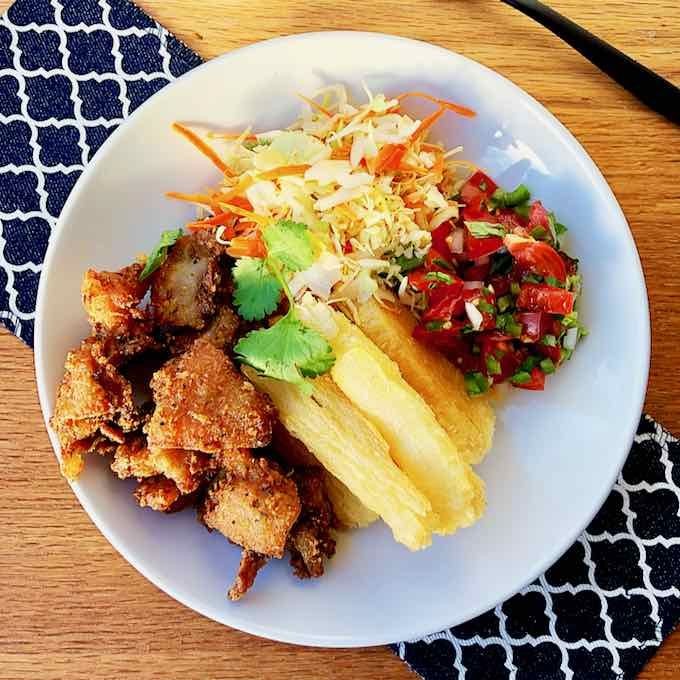 Crispy Cassava with Pork Cracklings and Lime