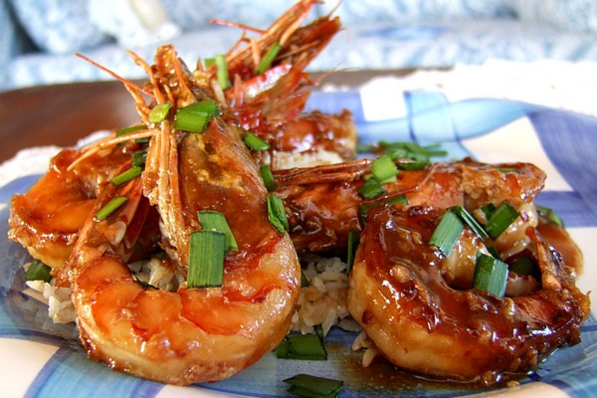 Honey-Lemon Glazed Shrimp with Aperol Reduction