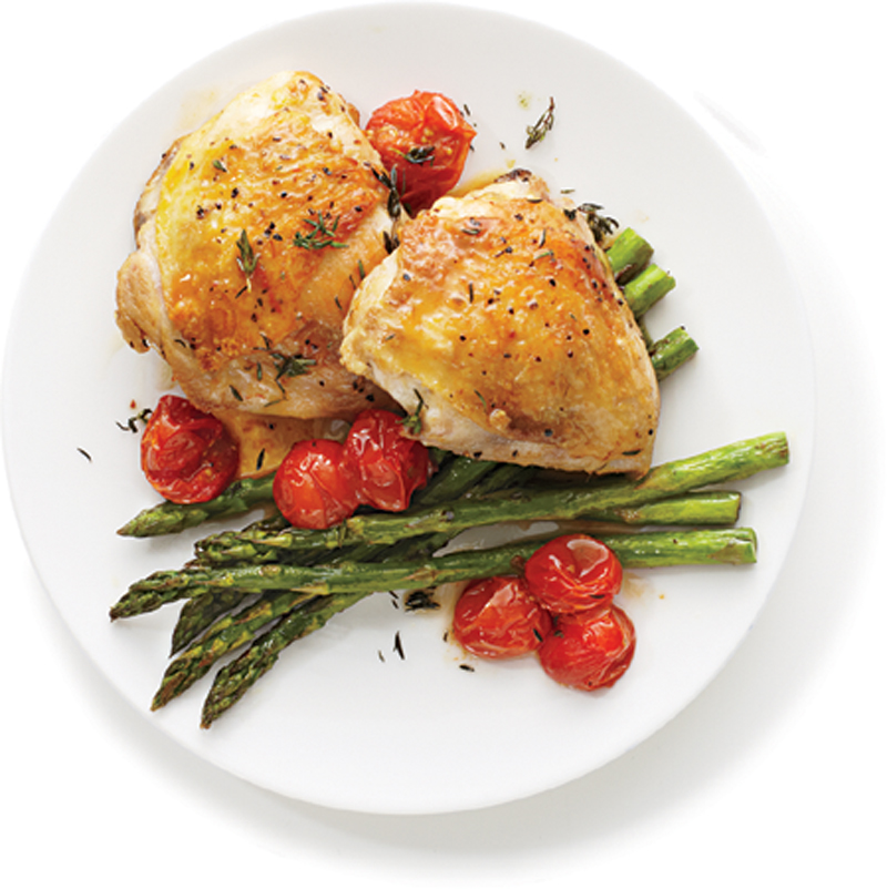 Sautéed Garlic Chicken with Roasted Asparagus