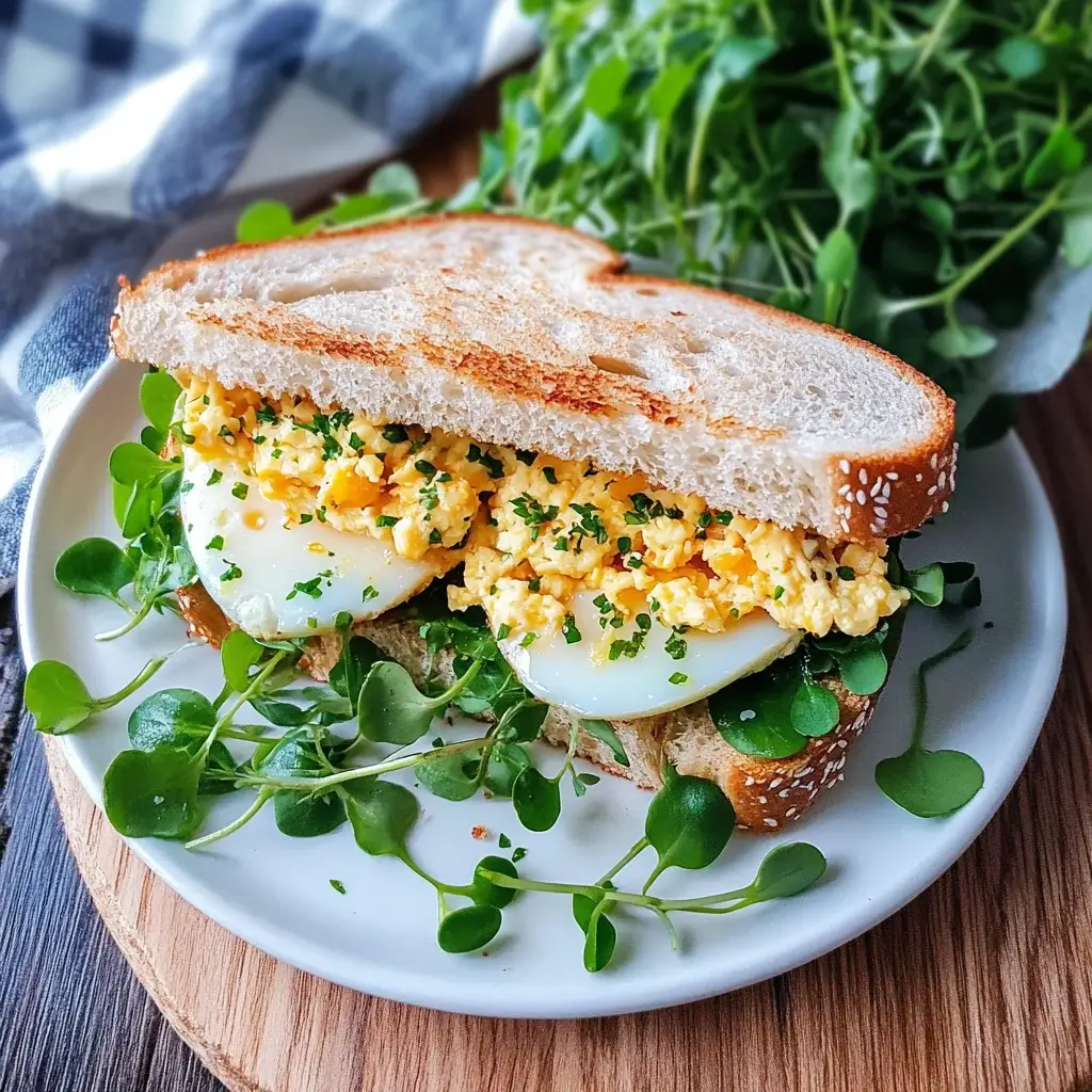Simple Egg and Cress Sandwich on Rye
