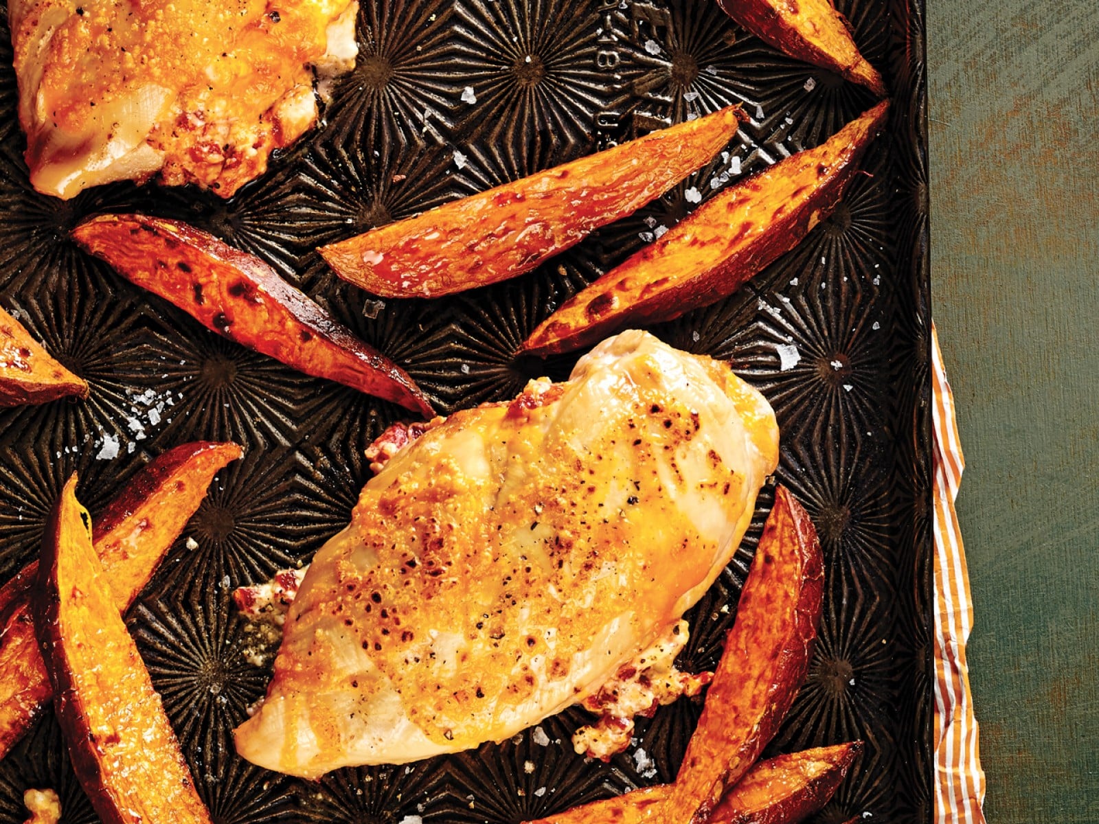 Herb-Roasted Chicken with Sweet Potato Wedges