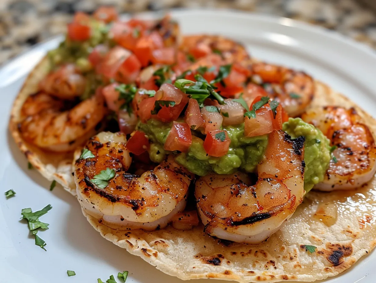Grilled Shrimp Tostadas with Oaxaca Cheese and Mango Salsa