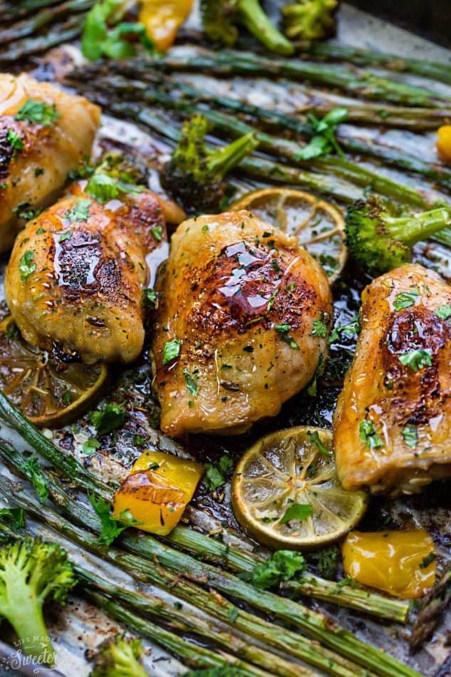 Sheet-Pan Herb-Glazed Chicken Thighs with Roasted Asparagus