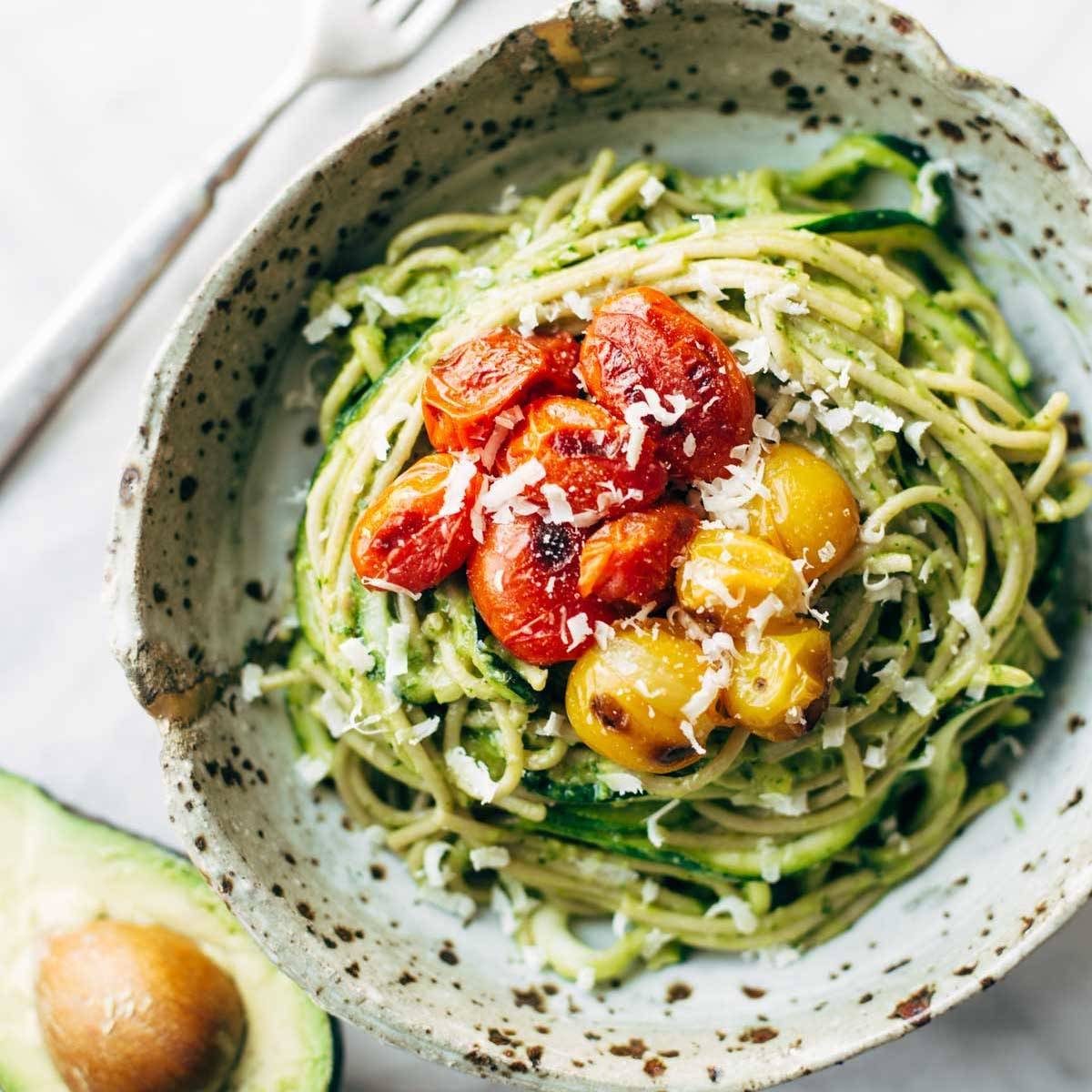 Avocado-Cilantro Zucchini Noodles with Sun-Dried Tomatoes