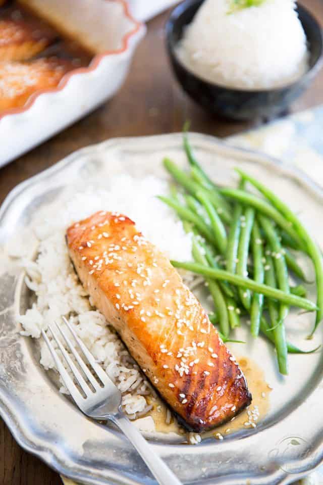 Honey-Sesame Glazed Salmon with Steamed Broccoli