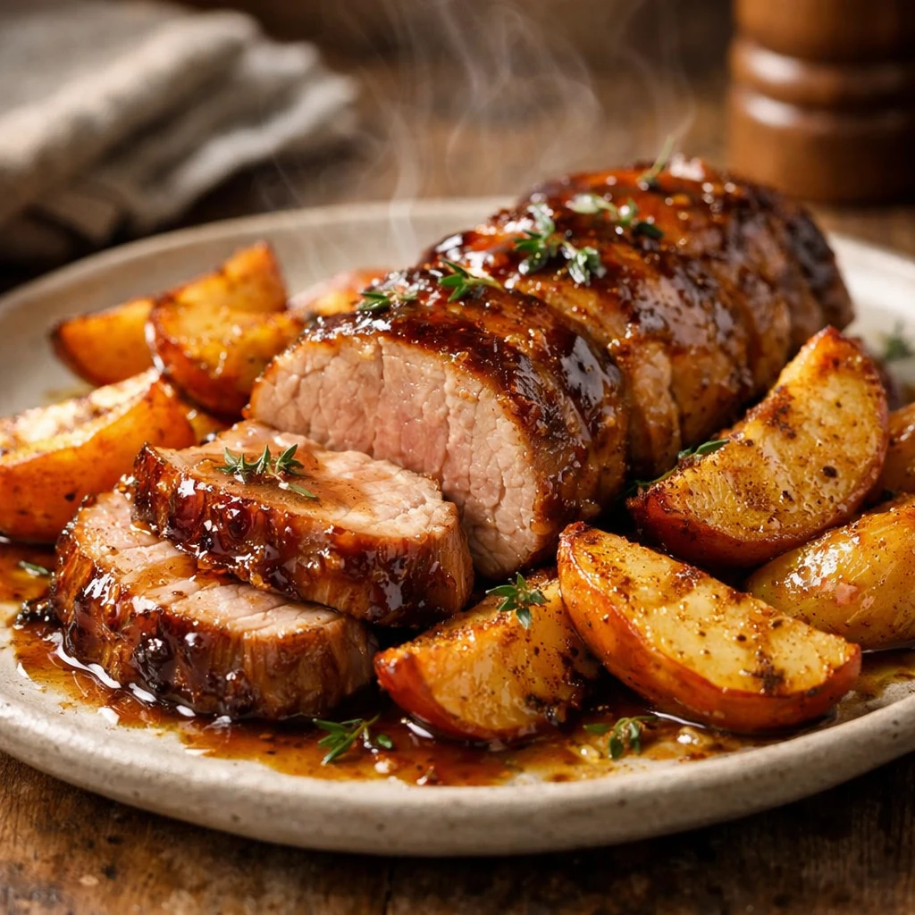 Maple-Glazed Pork with Apple and Sage