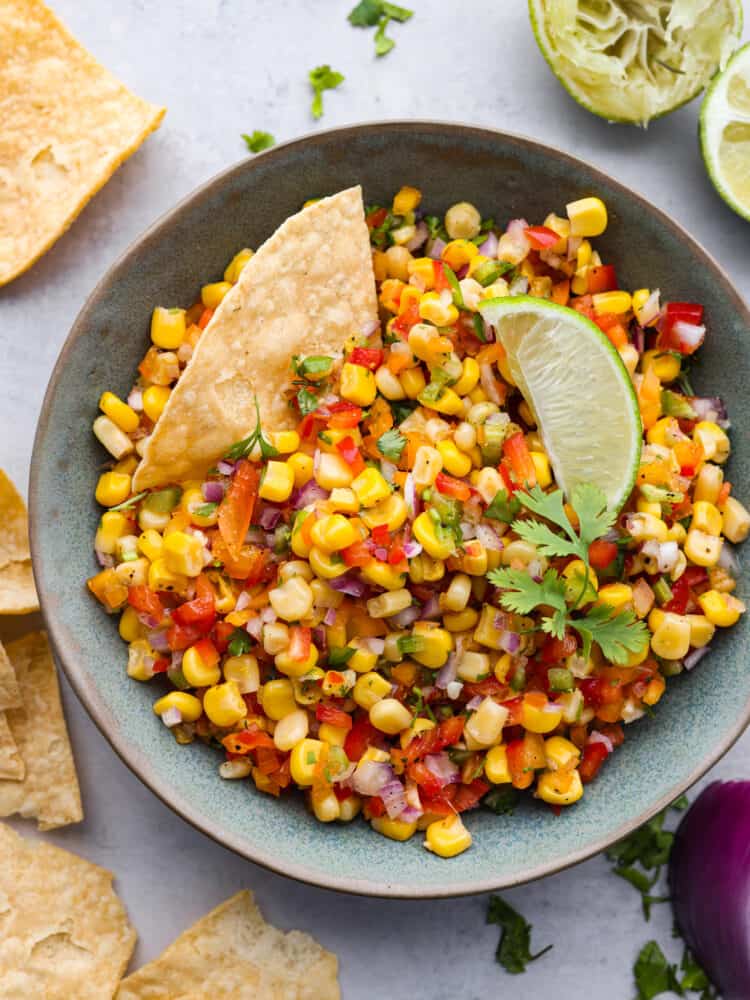Chili-Lime Corn Salsa with Crispy Tortilla Chips