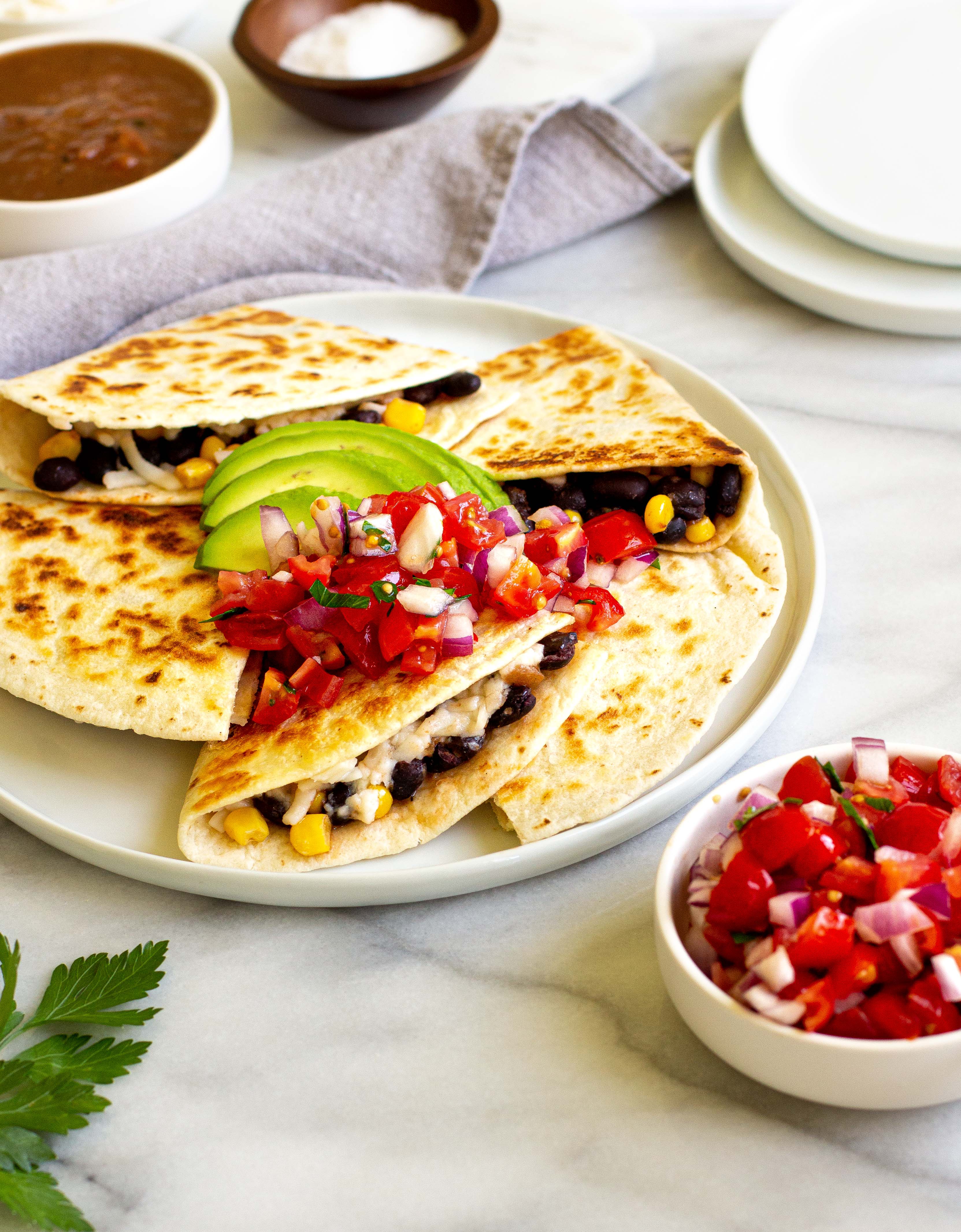 Texas-Style Black Bean and Corn Quesadillas