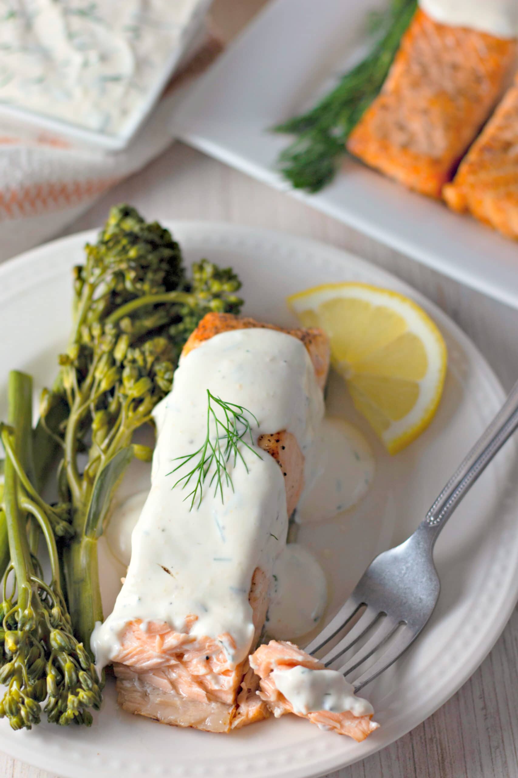 Crispy Light Salmon with Dill Cream Sauce