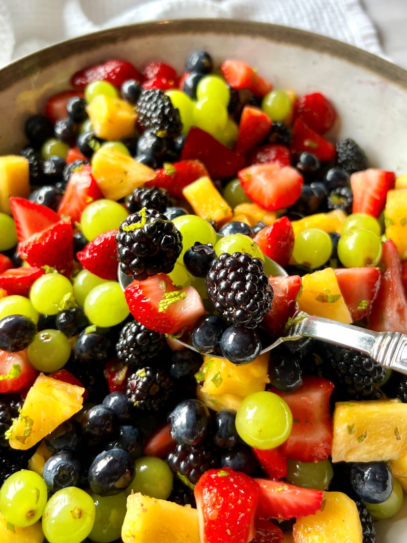 Fresh Summer Fruit Salad with Lime-Mint Dressing