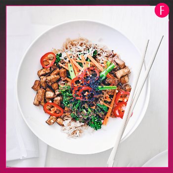 Miso-Glazed Eggplant and Tofu Rice Bowl