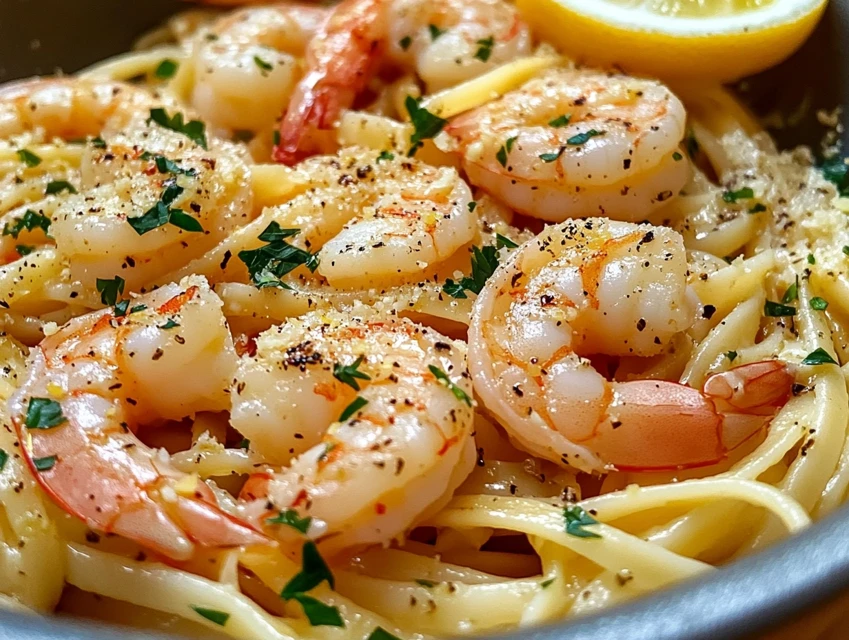 Pan-Seared Shrimp with Lemon and Garlic Linguine