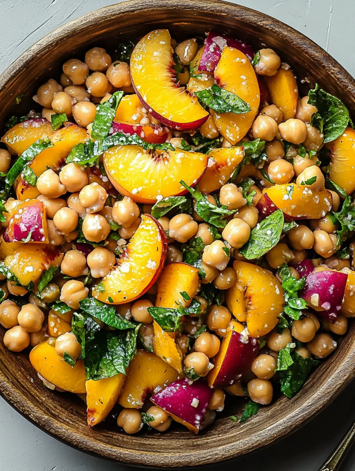 Grilled Peach and Mint Salad with Honey-Lime Dressing