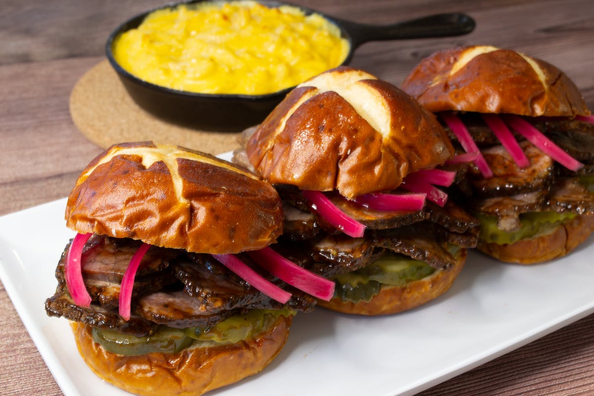 Smoked Brisket Sliders with Pickled Onions