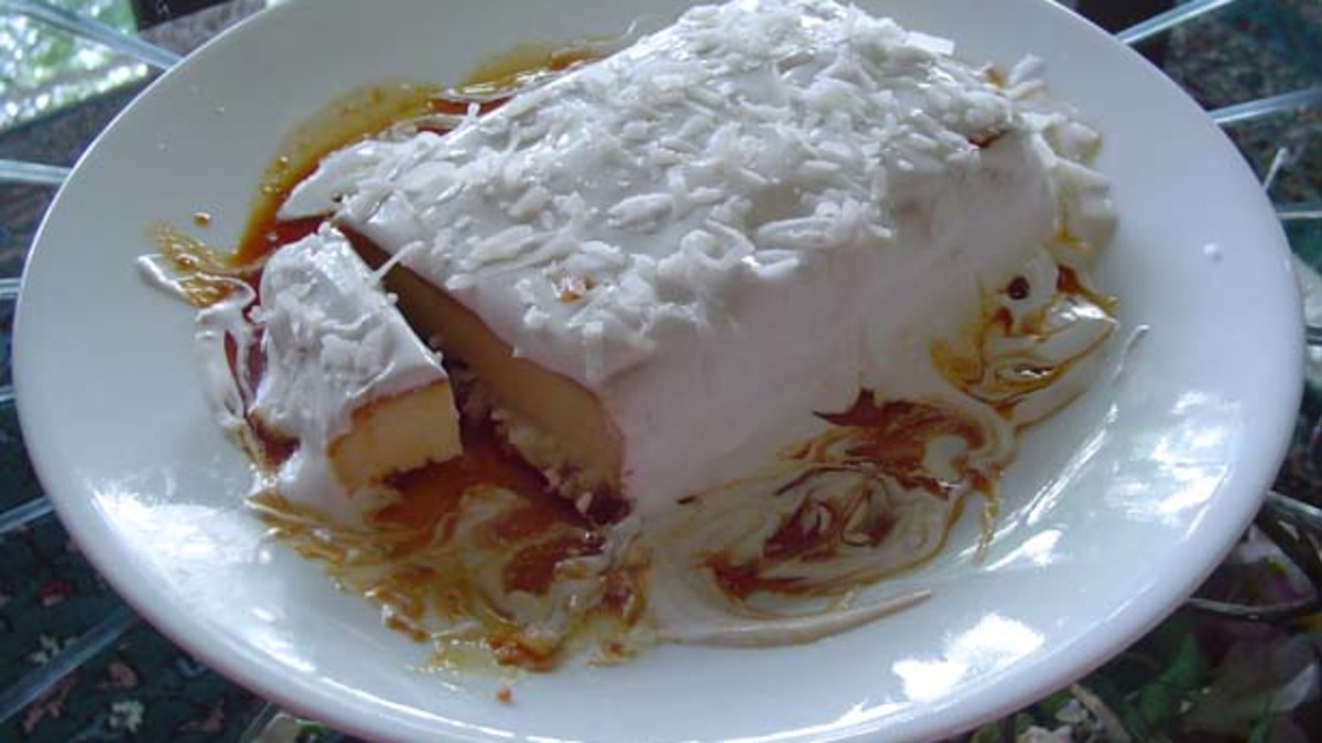 Coconut Pineapple Flan with Brown Sugar Syrup