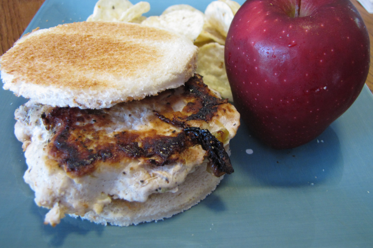 Pan-Seared Turkey Burgers with Pickled Cucumber and Basil Olive Oil